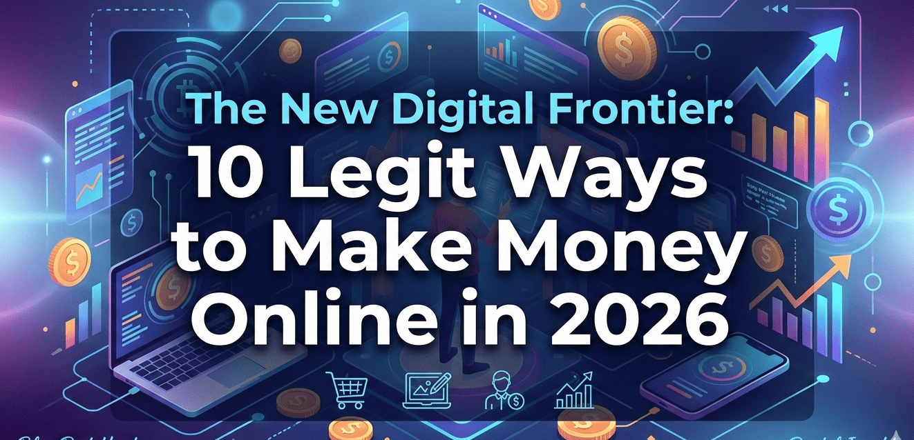create banner of blogg but use this title "The New Digital Frontier: 10 Legit Ways to Make Money Online in 2026"